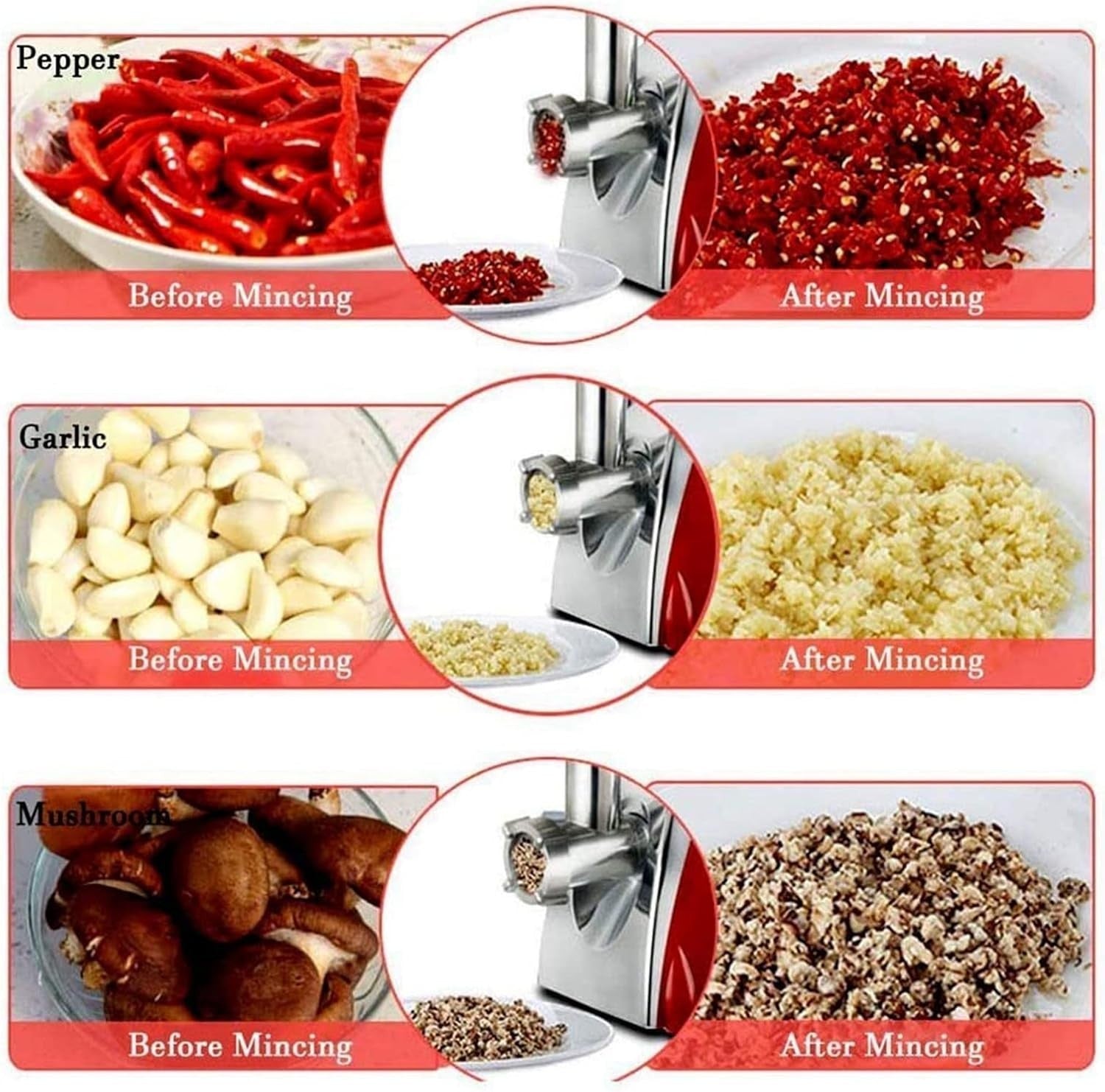 Electric Meat Grinder Sausage Maker Food Mincer 2800W Copper Motor Red