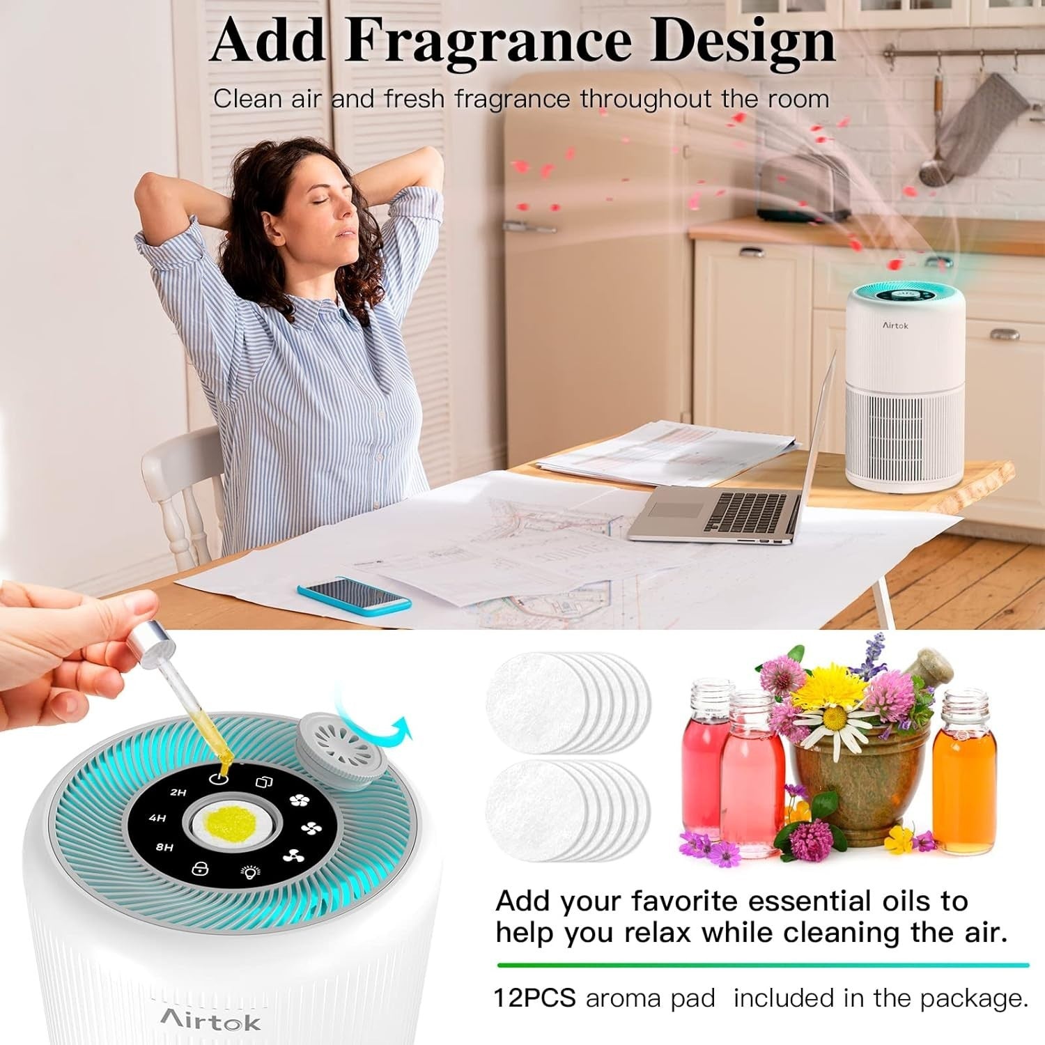 H13 HEPA Air Purifier Aromatherapy 360° Quiet Allergy Relief Home