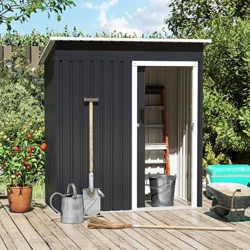Metal Garden Storage Shed 5.5x3ft Waterproof Outdoor Tool Shed, Lockable Door