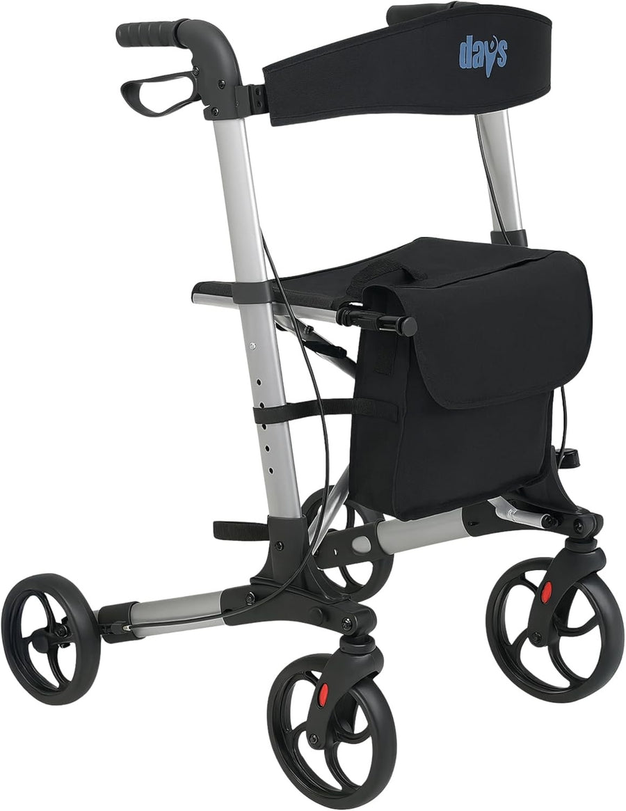 4 Wheel Rollator Walker with Seat Lightweight Folding Mobility Aid