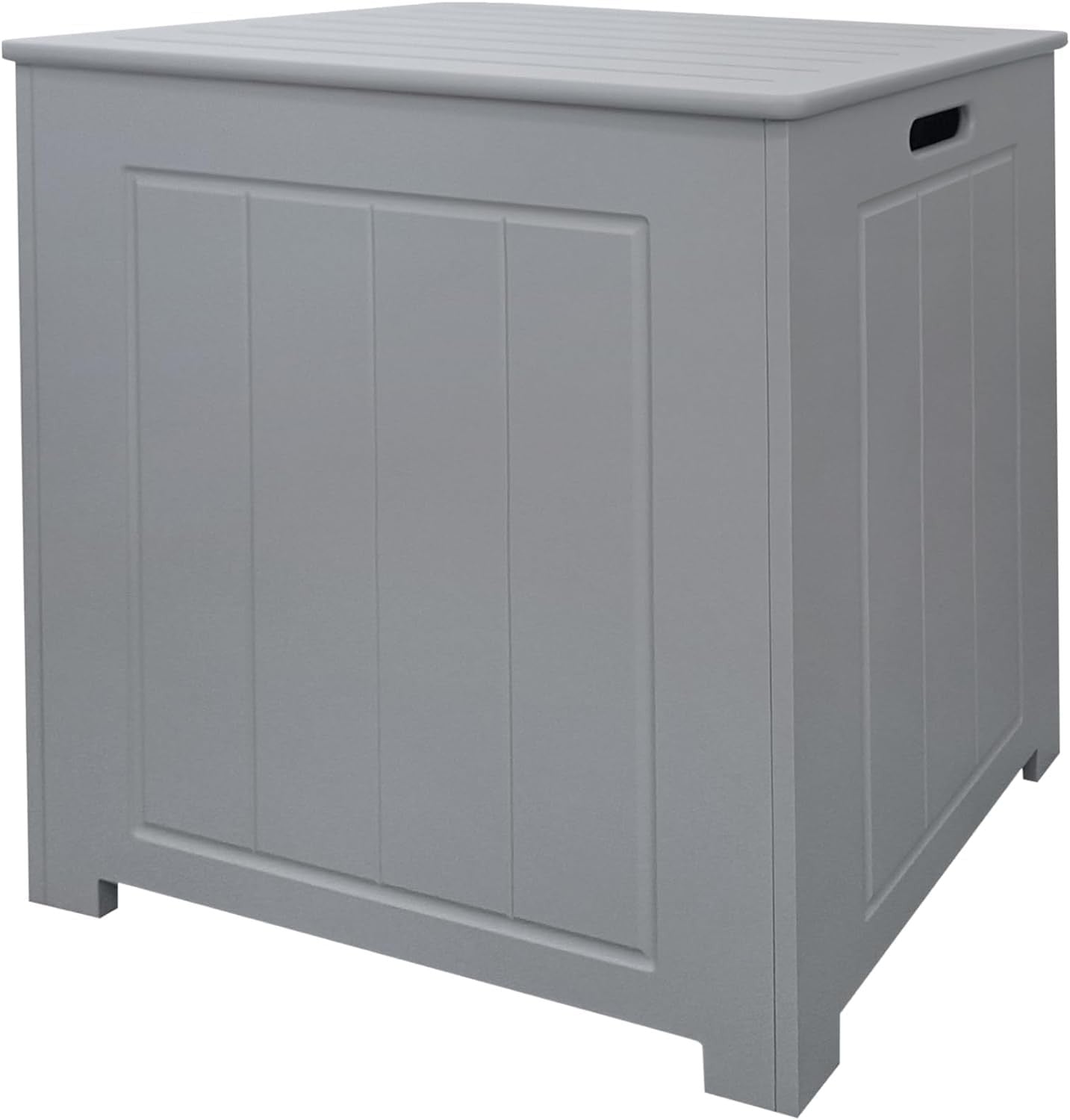Wooden Laundry Basket with Lid Grey Bathroom Storage Hamper Cabinet