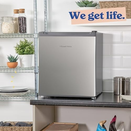 40L Mini Fridge Table Top Compact Larder Stainless Steel Silver