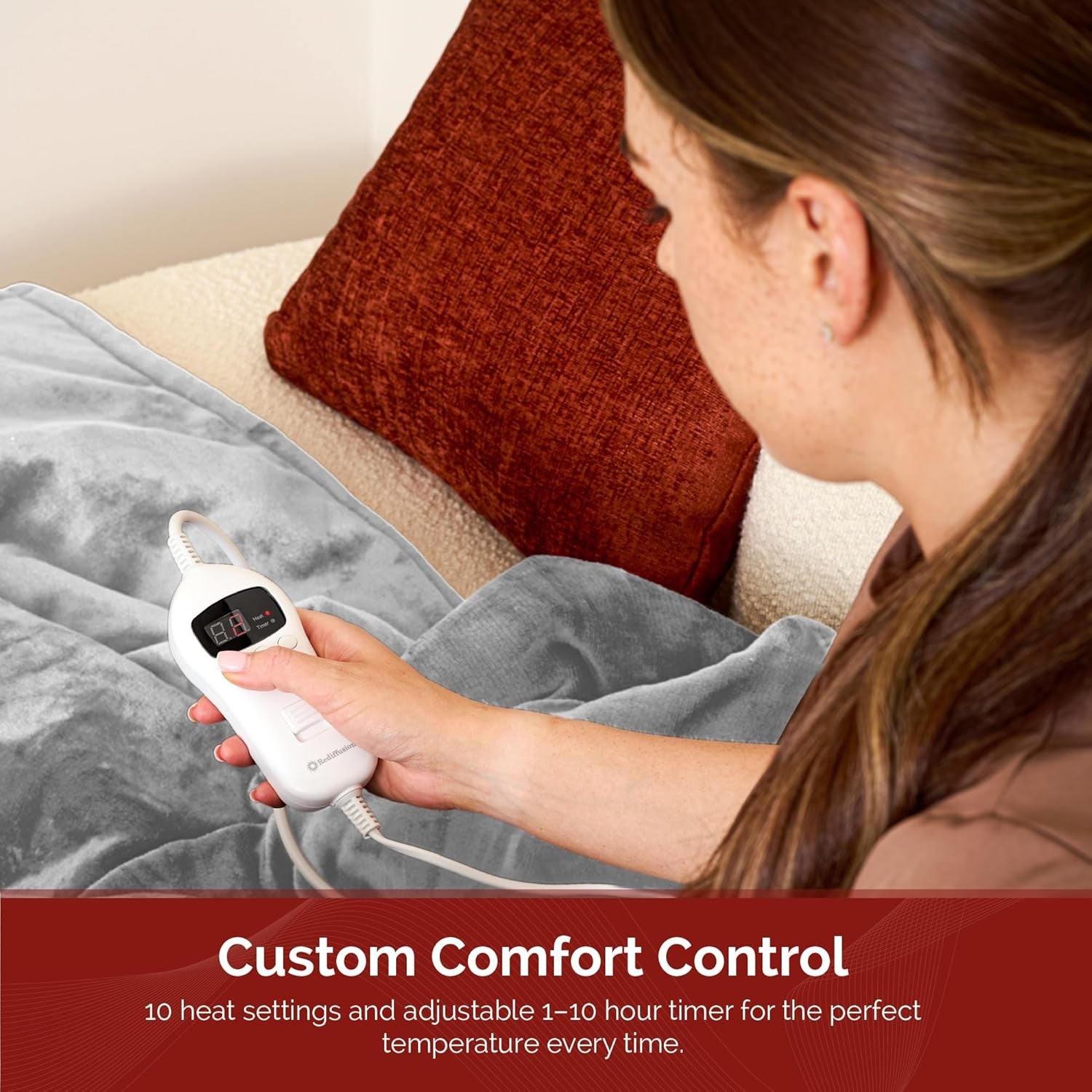 Electric Heated Throw Blanket Soft Teddy Fleece Energy Saving Washable 160x120cm