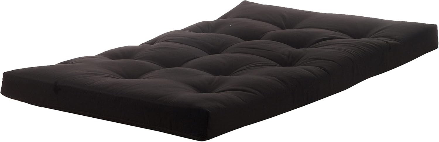 Foldable Futon Sofa Bed Double Mattress 3 Seater Black Guest Bed 135x190cm
