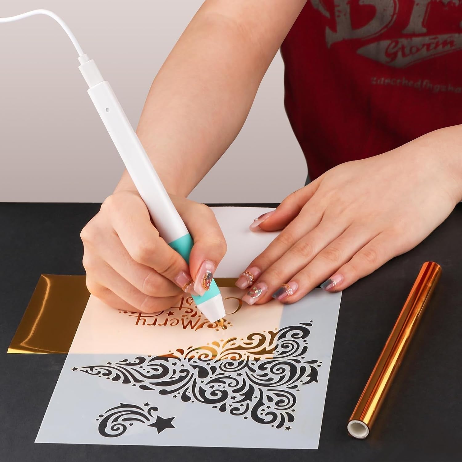 USB Heat Foil Pen Gold Foil Roll Set 0.8mm Tip Card Making Crafts