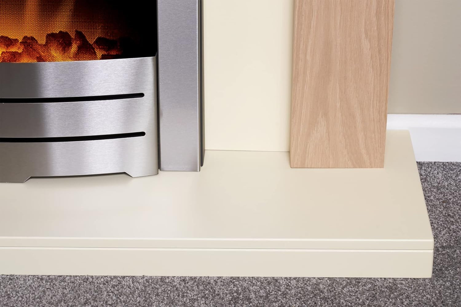 43" Oak Cream Wall Mounted Electric Fireplace 2kW Heater LED Flame Suite