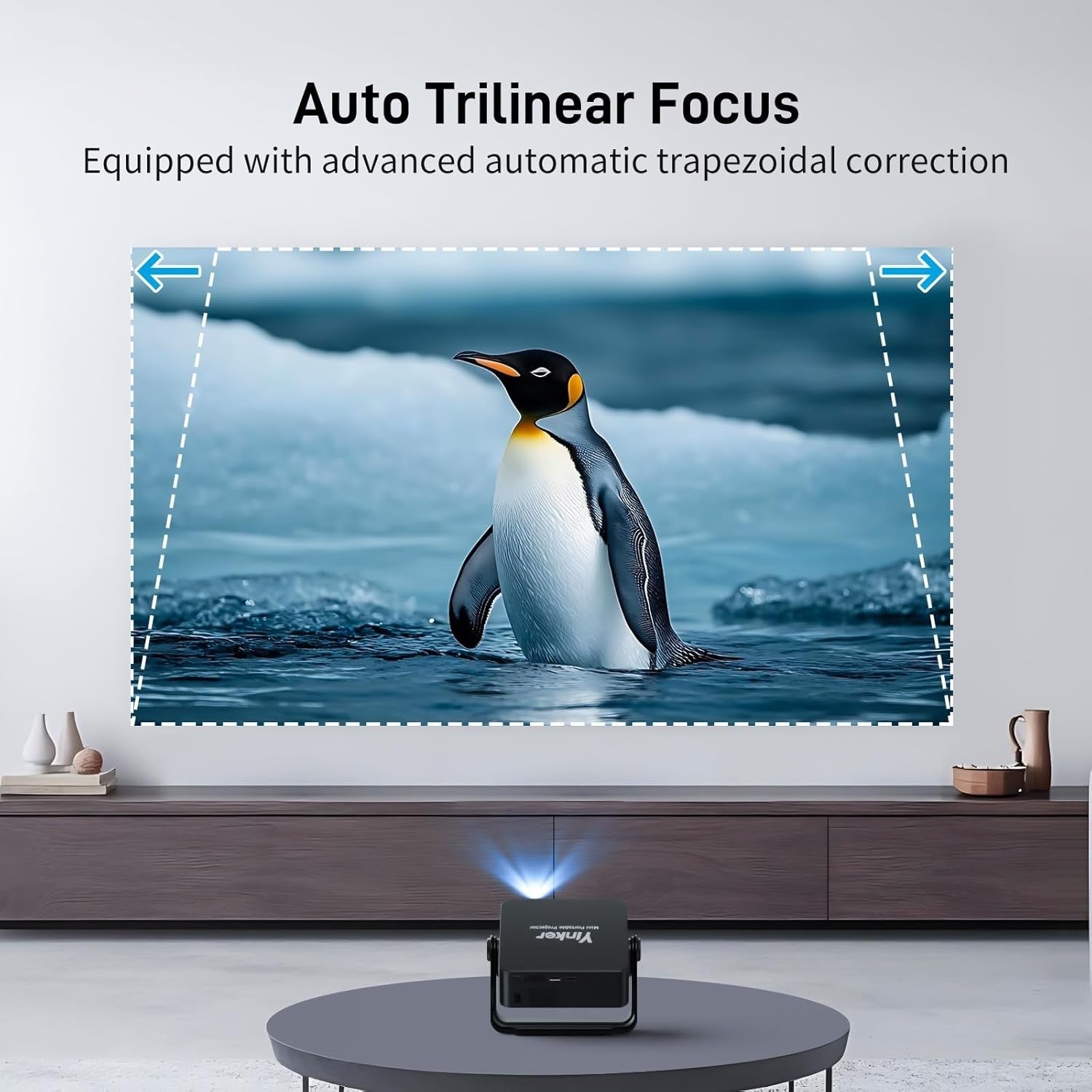 Mini 1080P Smart Projector 500 ANSI 4K WiFi 6 Bluetooth 360° Stand