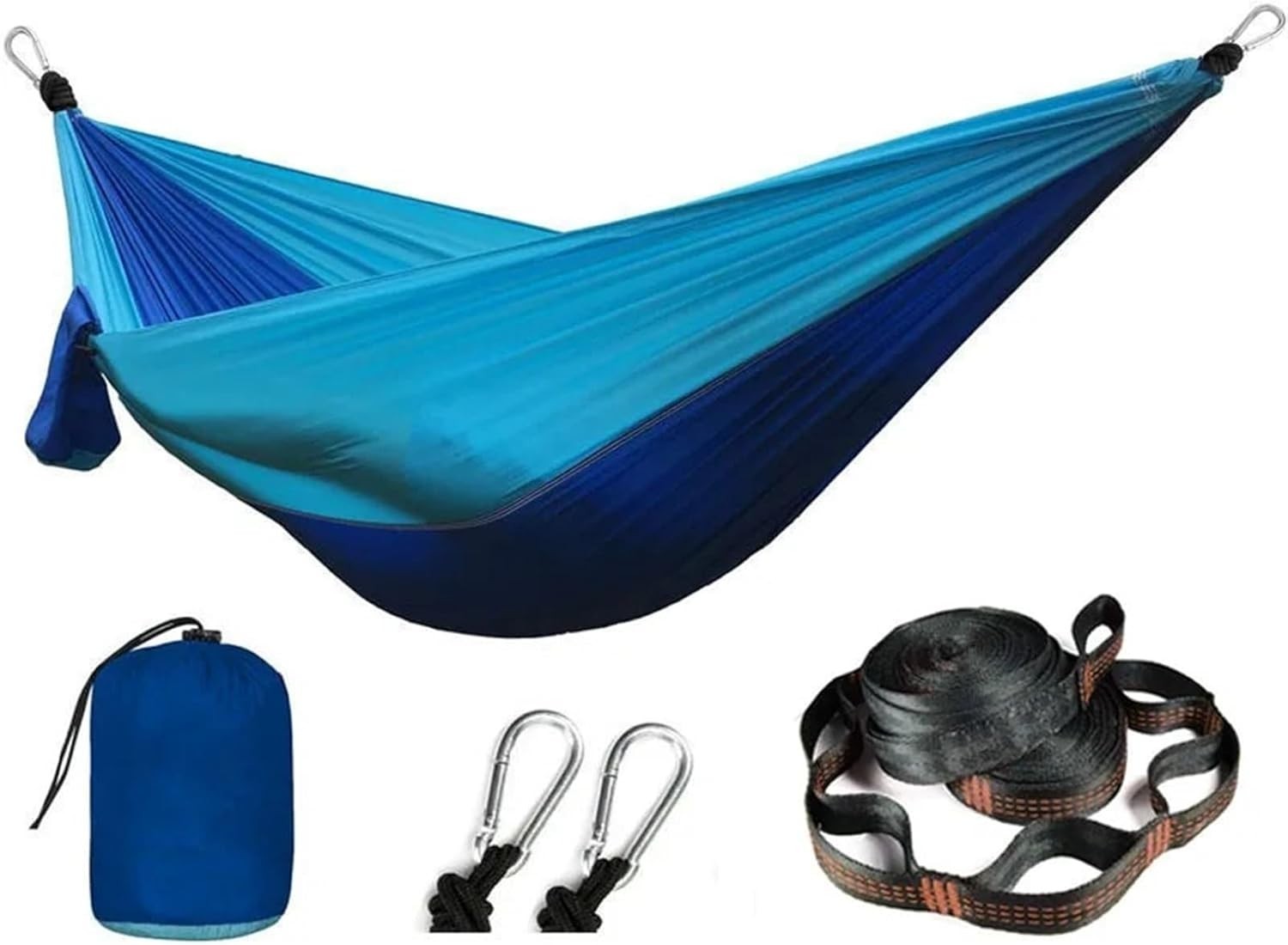 Outdoor Camping Hammock Ultra-Light 210T Nylon Swing with Straps Blue