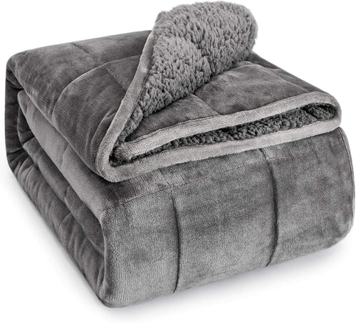 7kg Weighted Blanket Navy Blue Sherpa Plush Fleece 150x200cm for Sleep
