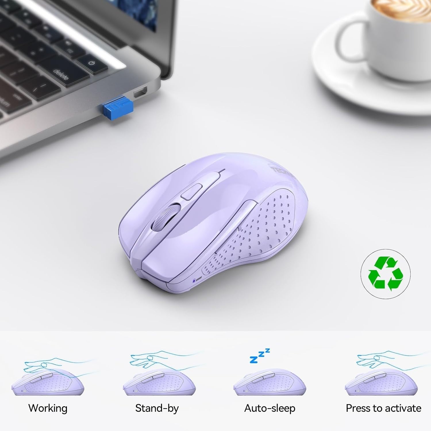 Silent Bluetooth Wireless Mouse 4800 DPI Ergonomic 6 Button Laptop PC