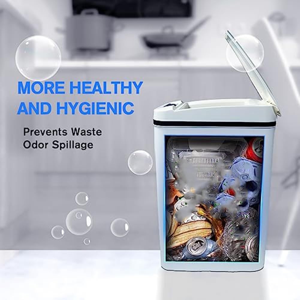 6L Touchless Bathroom Bin | Smart Motion Sensor Trash Can White