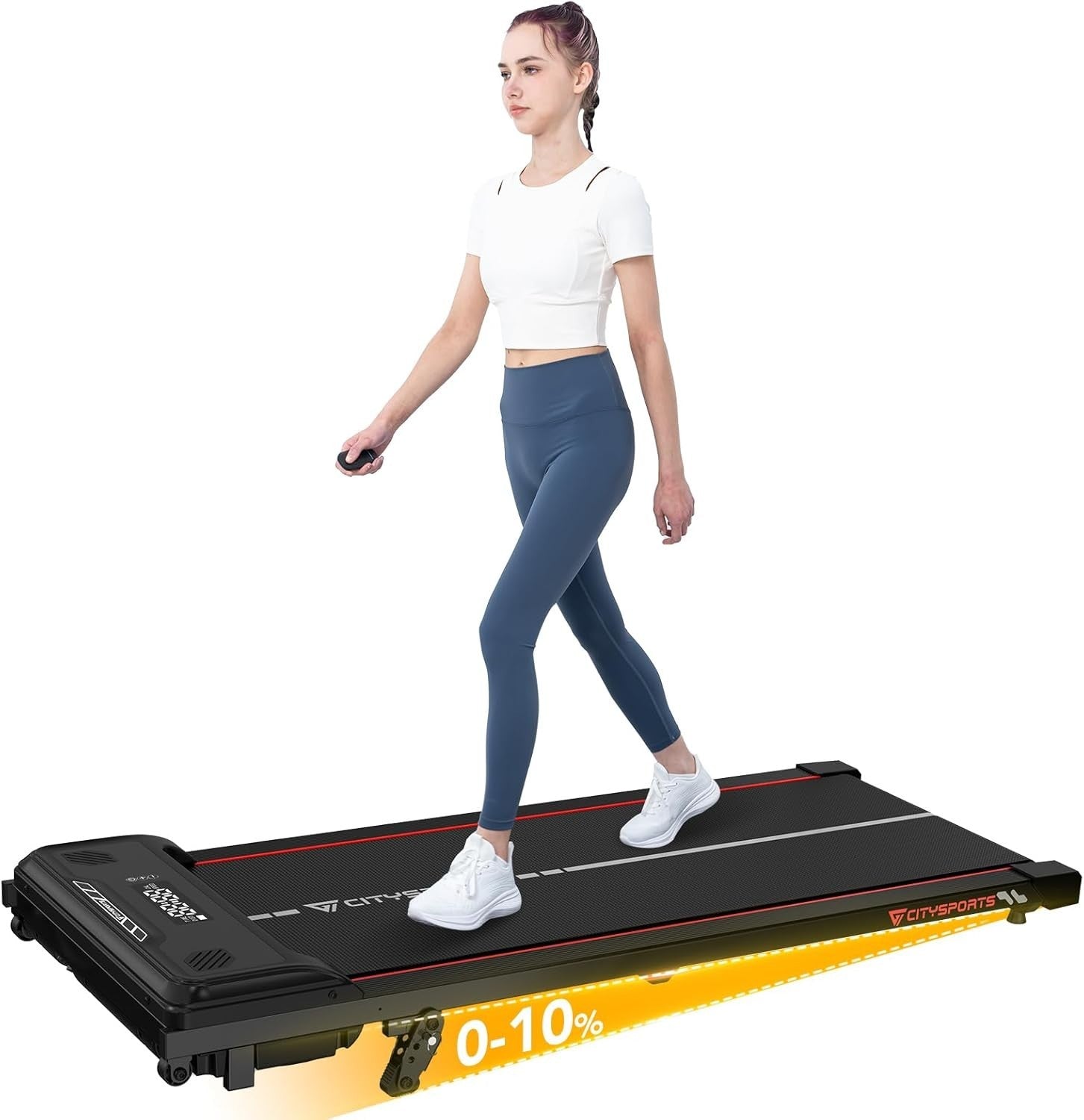 Under Desk Treadmill 10% Incline Walking Pad 1-6KM/H Remote LED Display