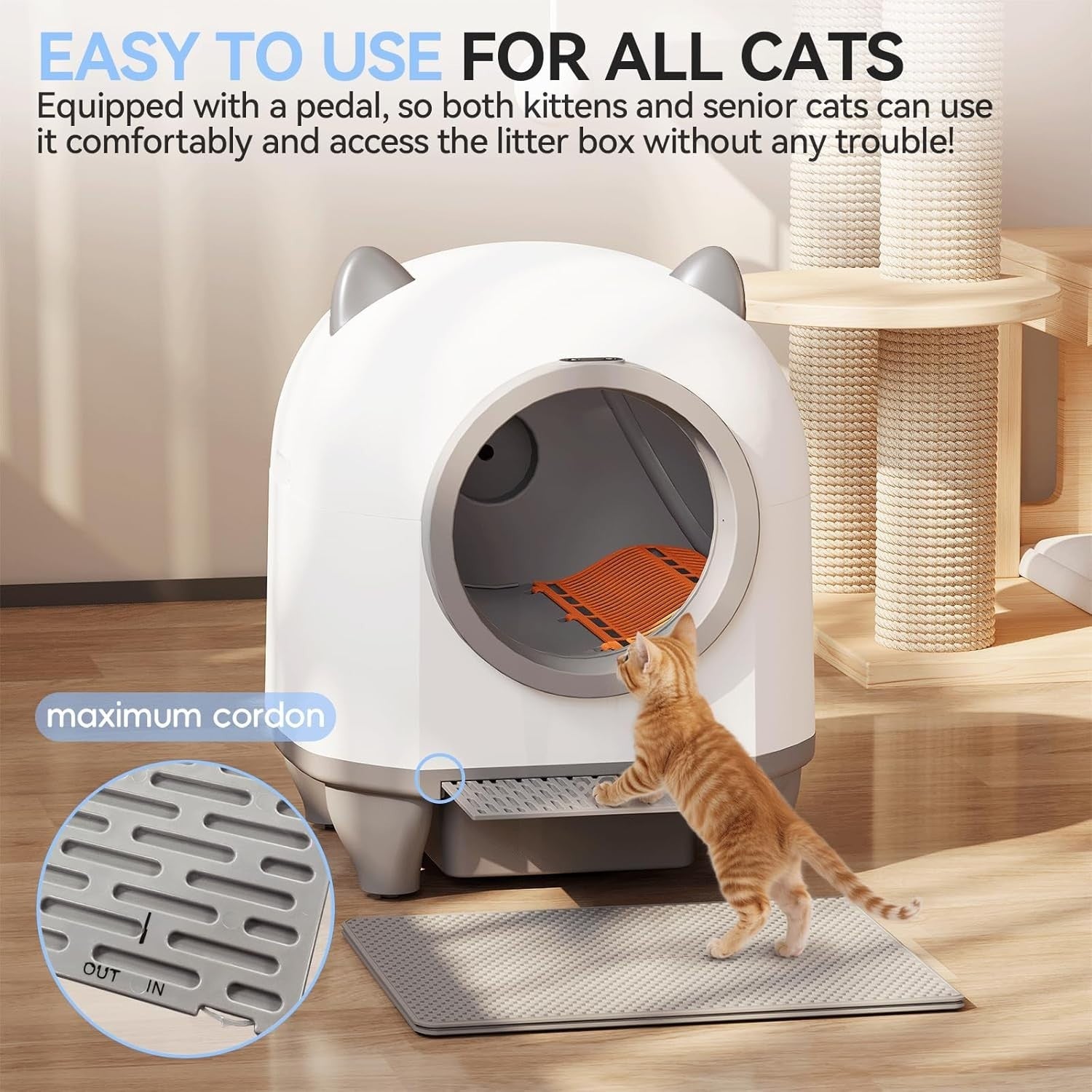 Automatic Self Cleaning Cat Litter Tray 90L Smart App Odour Control XXL