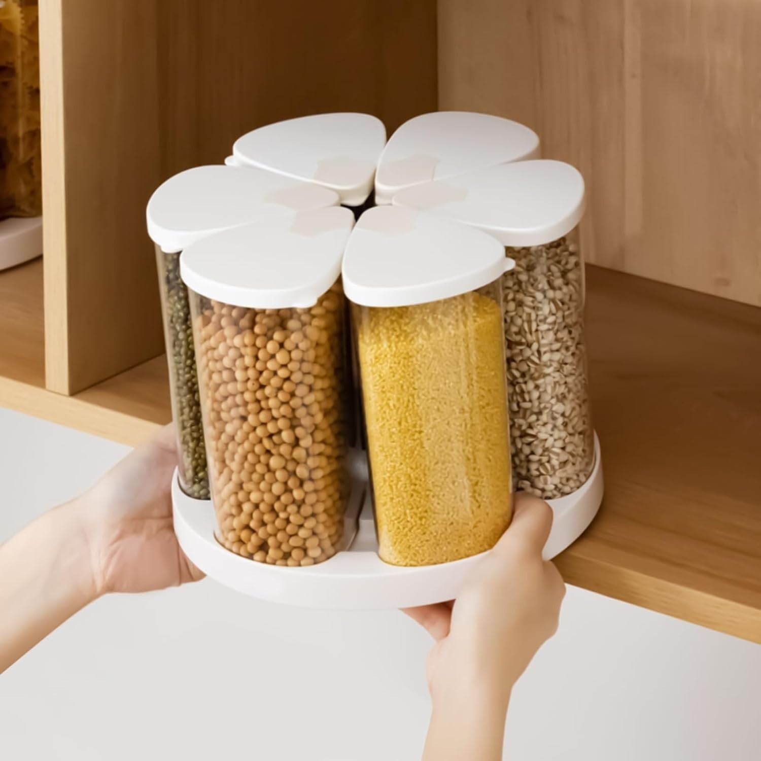 6 Grid 360° Rotating Grain Dispenser Airtight Storage
