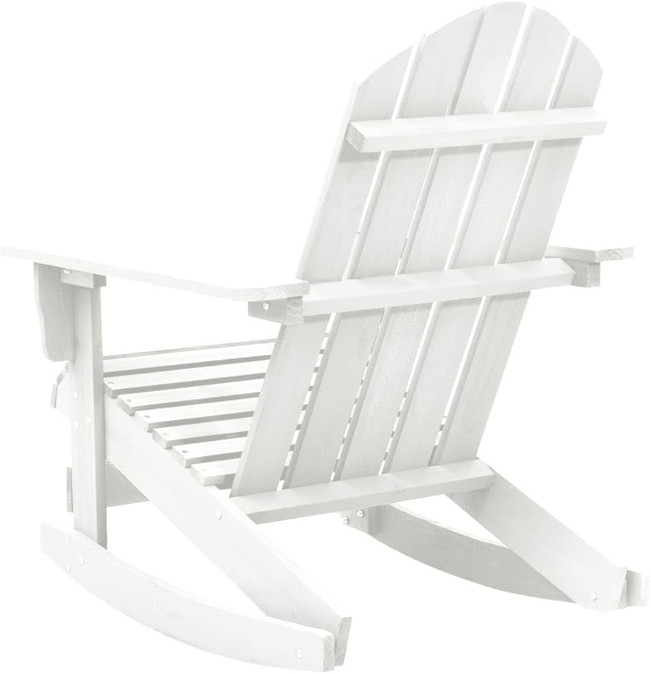 White Outdoor Wooden Rocking Chair, Durable, Easy Assembly, Weatherproof