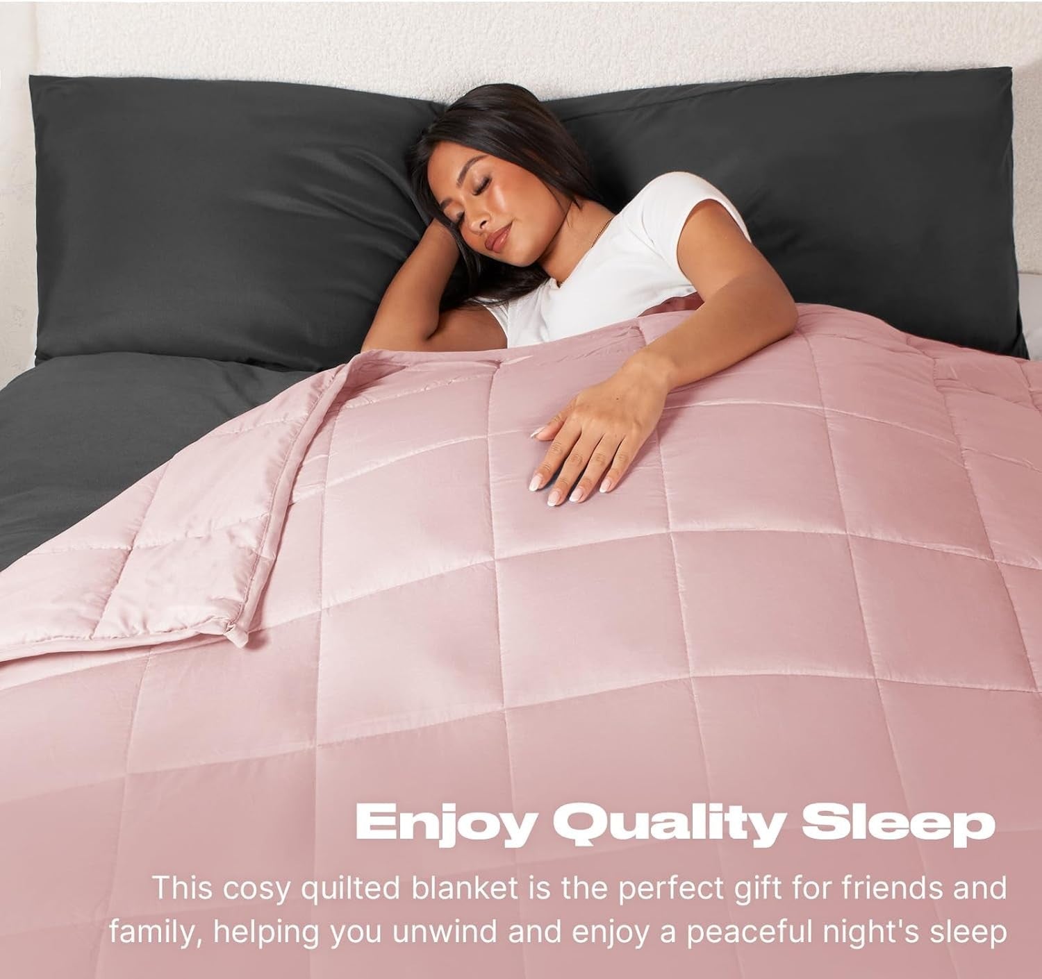 Weighted Blanket Adults Blush Pink 8kg 150x200cm Calming Sleep Therapy