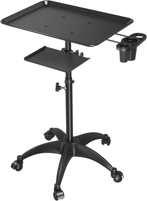 Salon Tray Cart Adjustable Height Rolling Tattoo Workstation with Storage