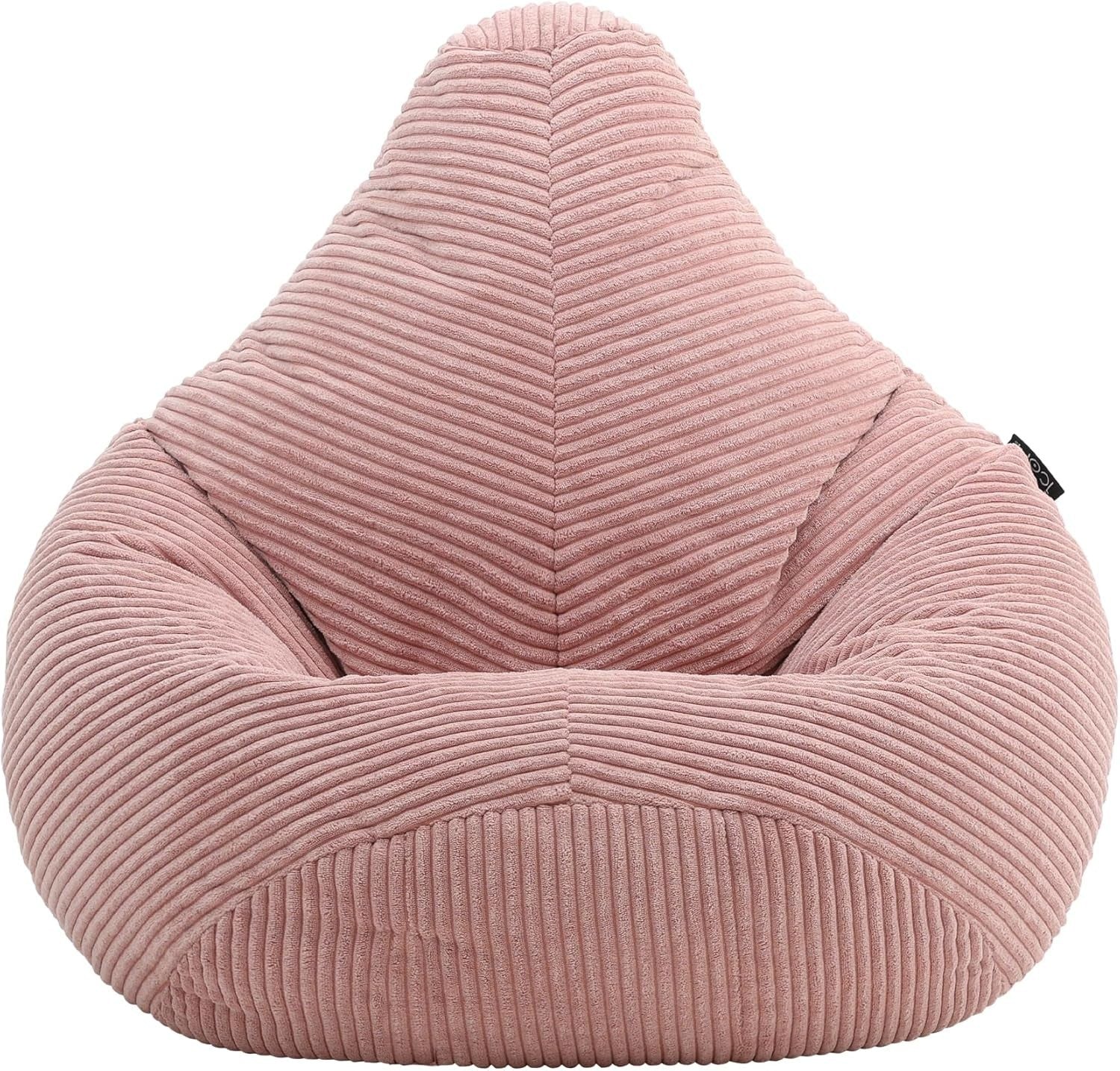 Pink Kids Bean Bag Chair Soft Cord Recliner Seat for Bedroom Lounge Playroom