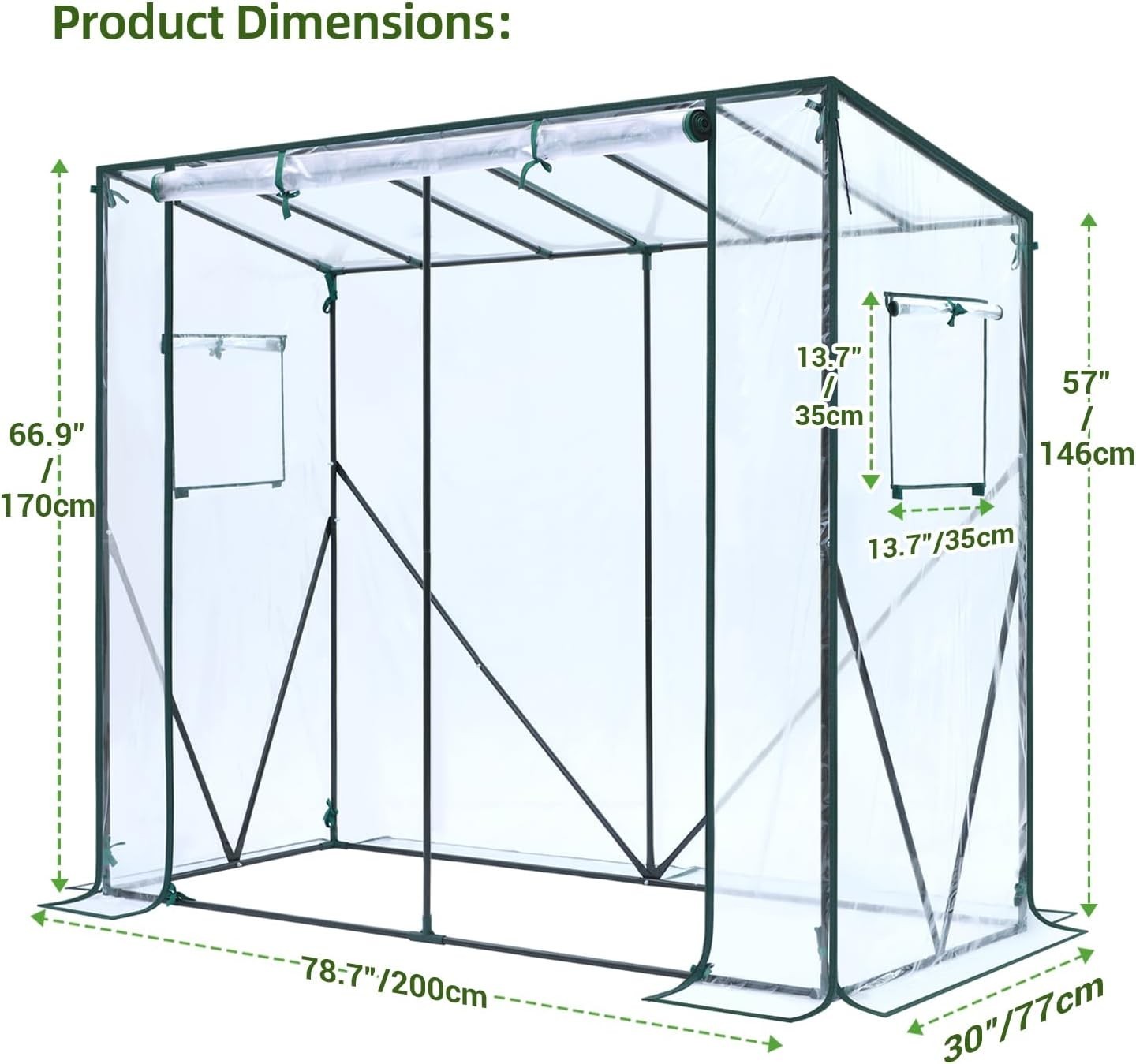 Walk-In Greenhouse with Mesh Windows | Transparent PVC Cover | 3 Tier 6 Shelf