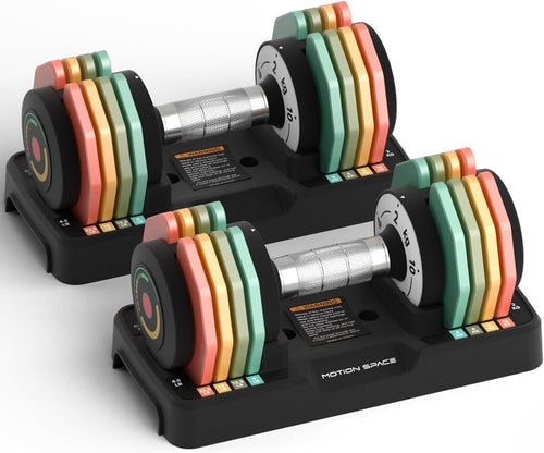 5-in-1 Adjustable Dumbbells Pair 4.5–22.5LB 1-Second Quick Dial with Tray