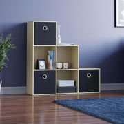 6 Cube Oak Staircase Bookcase with 3 Baskets – Modern Durable Storage