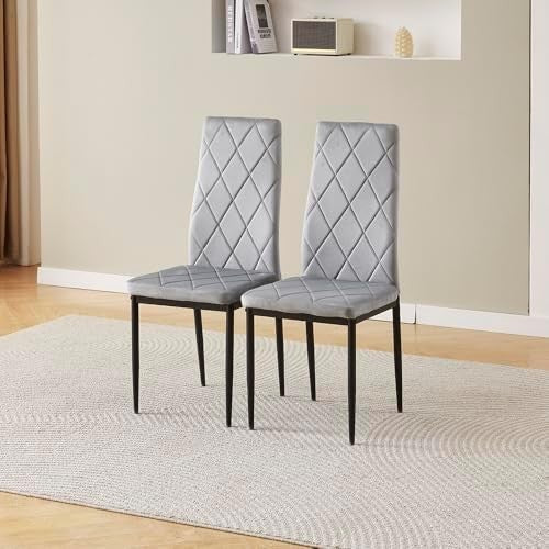 Round Glass Dining Table Set with 2 Grey Velvet Chairs for Small Spaces