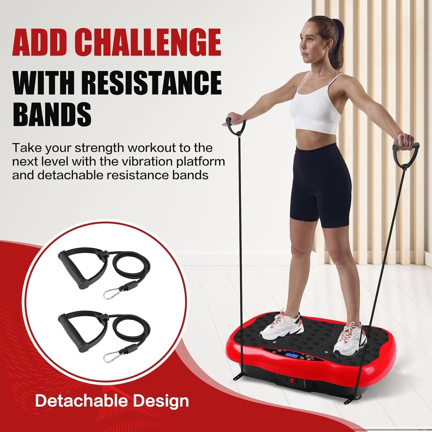 Red Vibration Plate Exercise Machine Weight Loss Lymphatic Drainage 120 Speeds