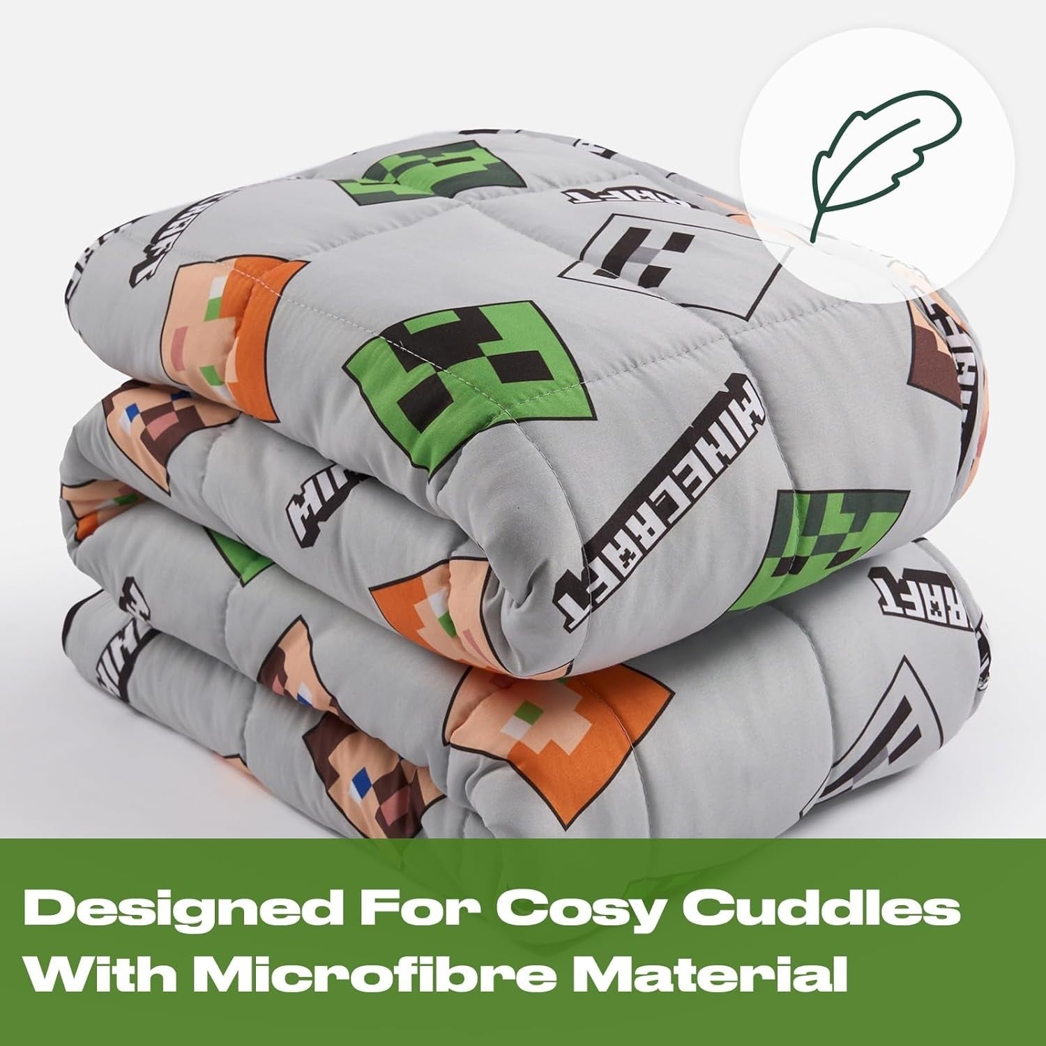 3kg Weighted Blanket 100x150cm Grey Minecraft Reversible Sleep Aid