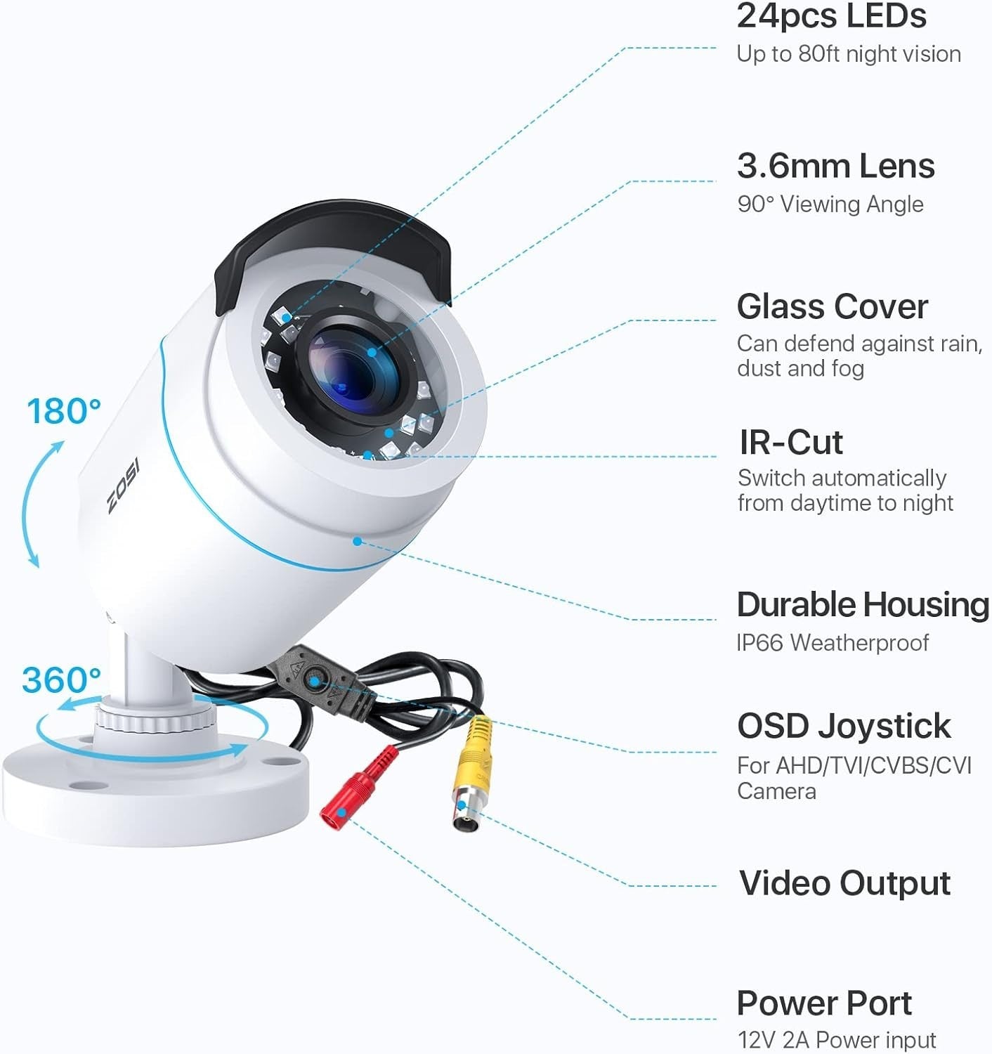 1080P HD CCTV Camera 4 Pack Outdoor Indoor IR Night Vision Wired