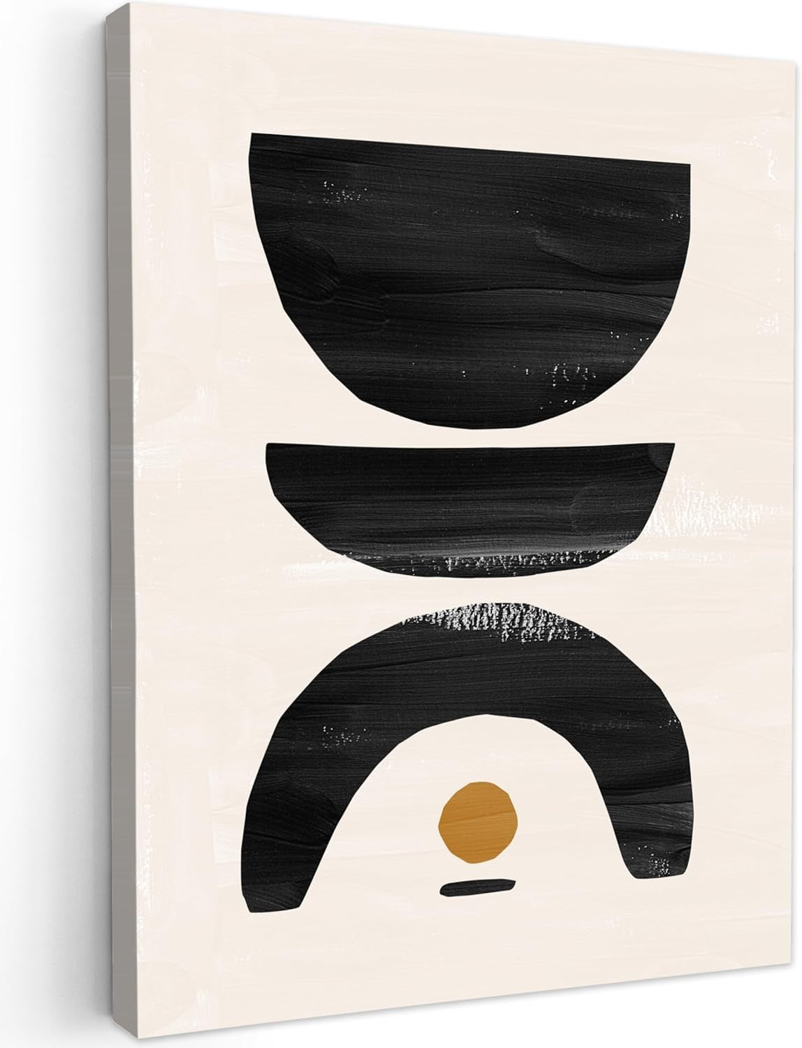 Black Beige Abstract Canvas Wall Art 30x40cm Framed