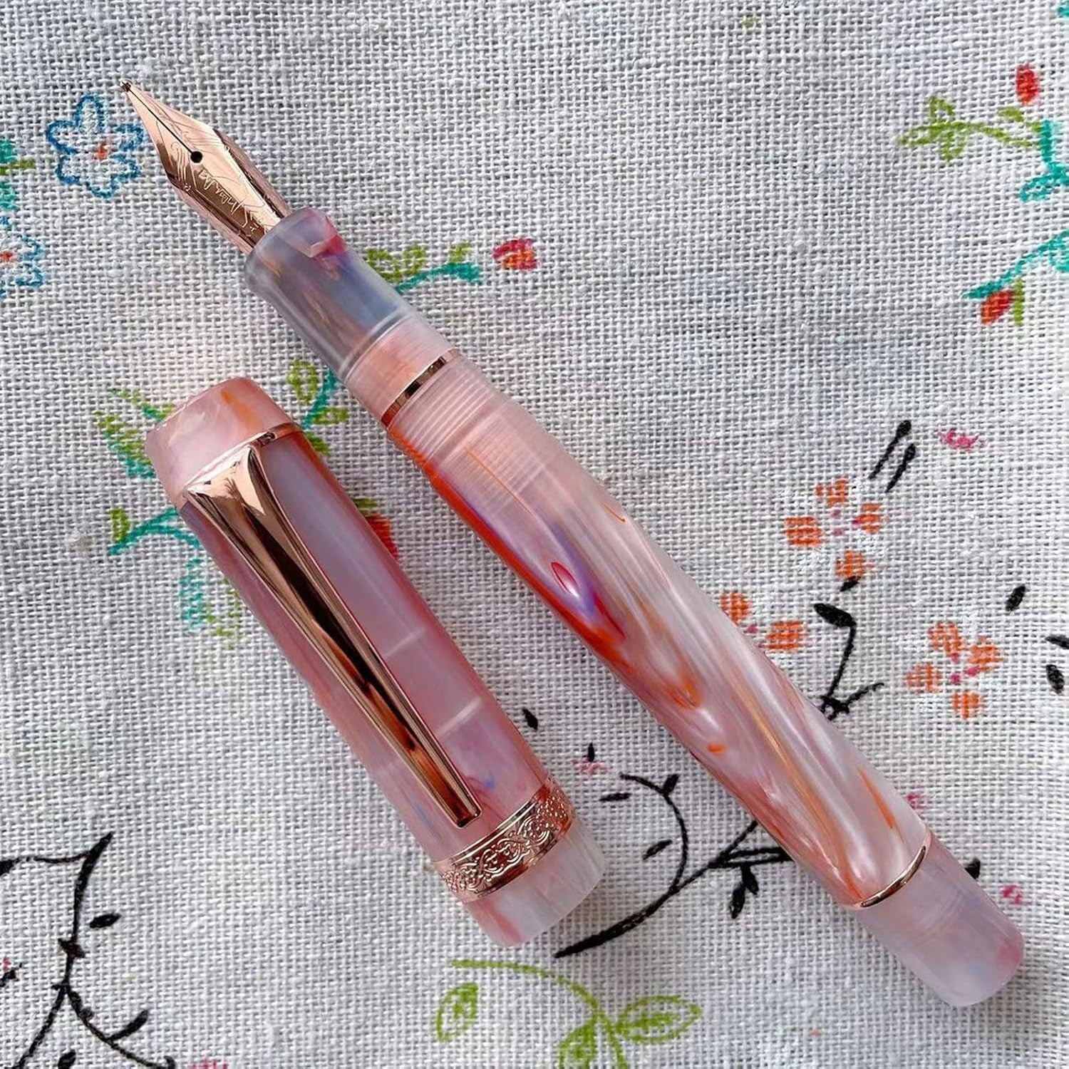 Glacier Rose Gold Clip Acrylic Pen Smooth Writing for Office & School