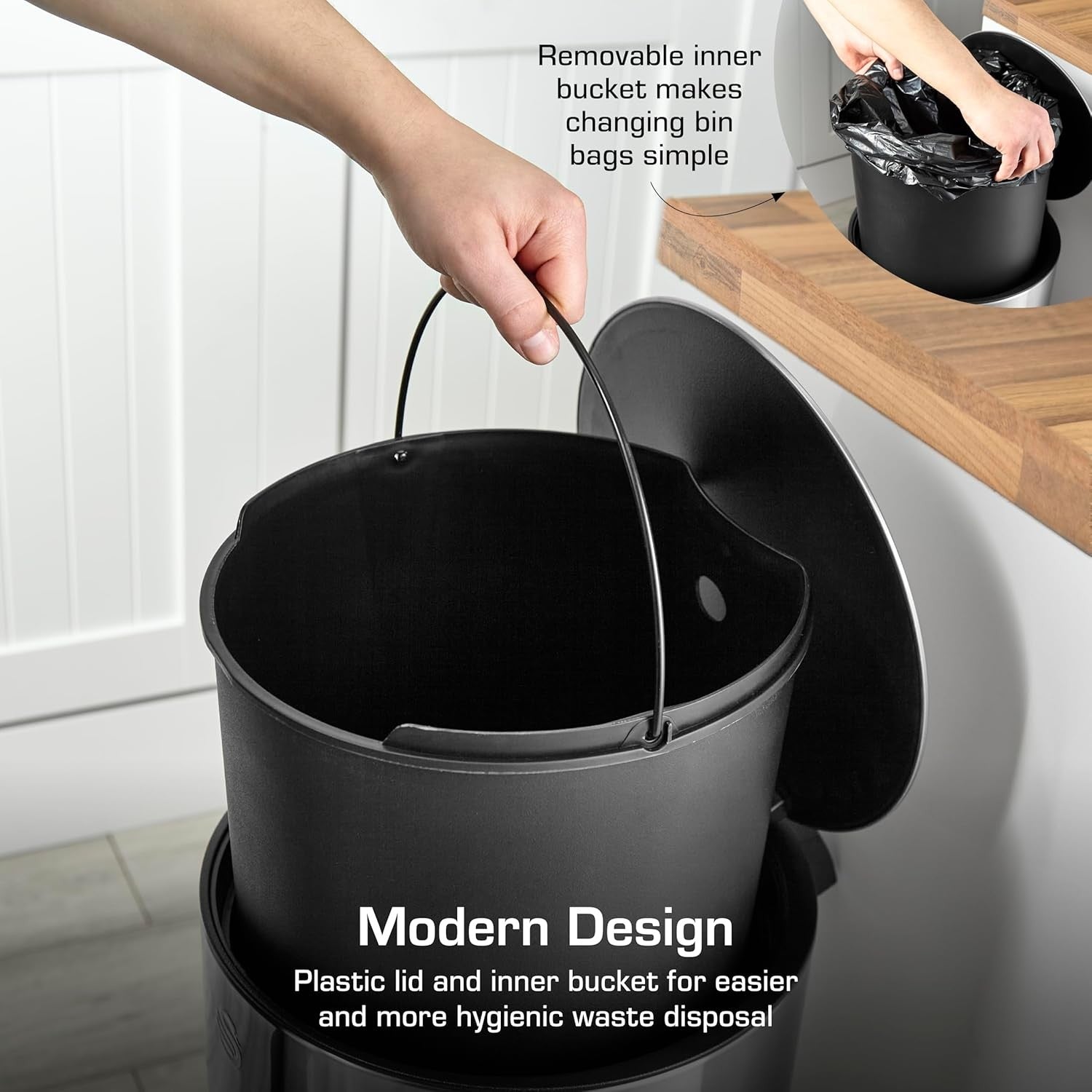 30L Stainless Steel Pedal Bin Kitchen Trash Can Fingerprint Proof