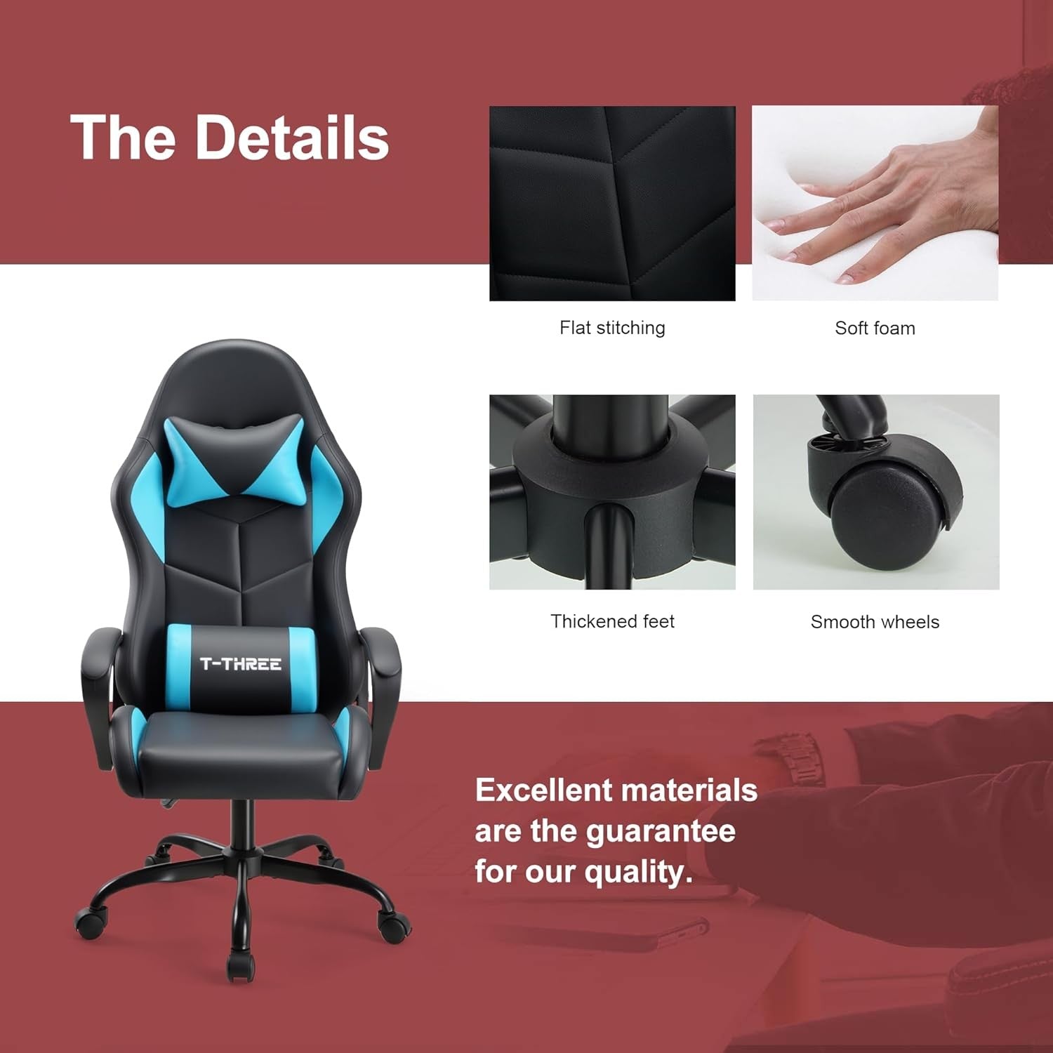 Ergonomic Gaming Chair High Back Swivel Office Desk Chair Blue