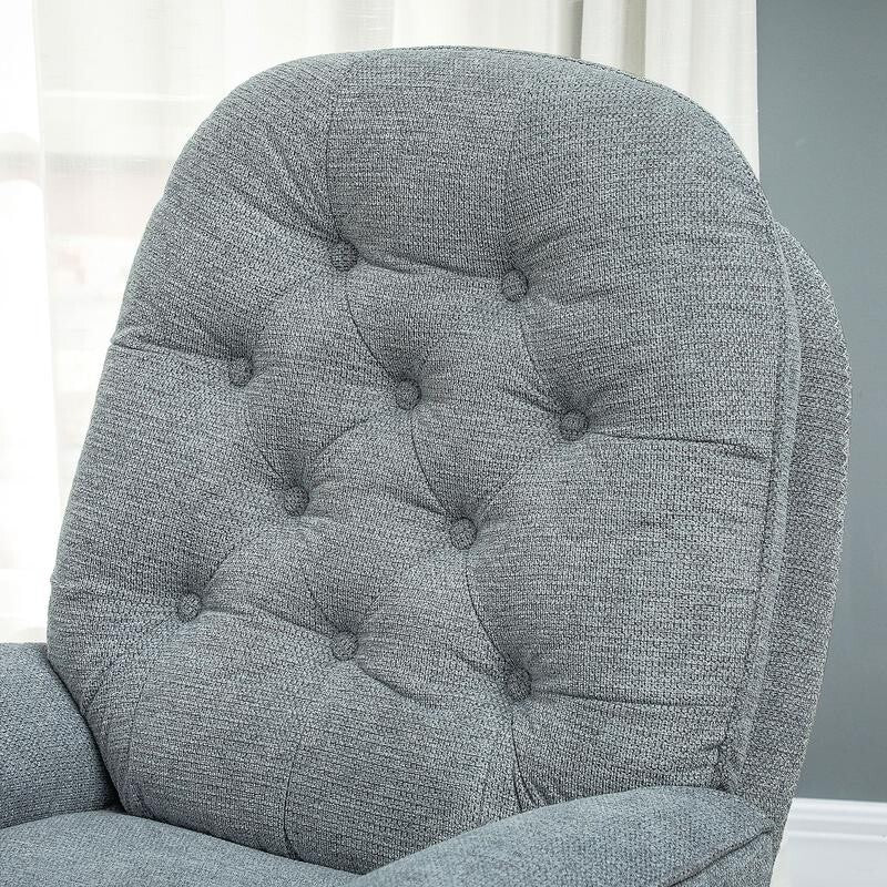 Grey Swivel Armchair Accent Chair Chenille Tufted Lounge Seat Home Office