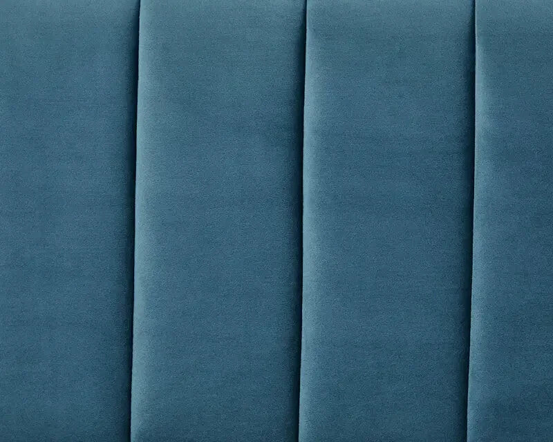 3 Seater Blue Velvet Sofa Ribbed Back UKFR Luxury Lounge Couch Modern