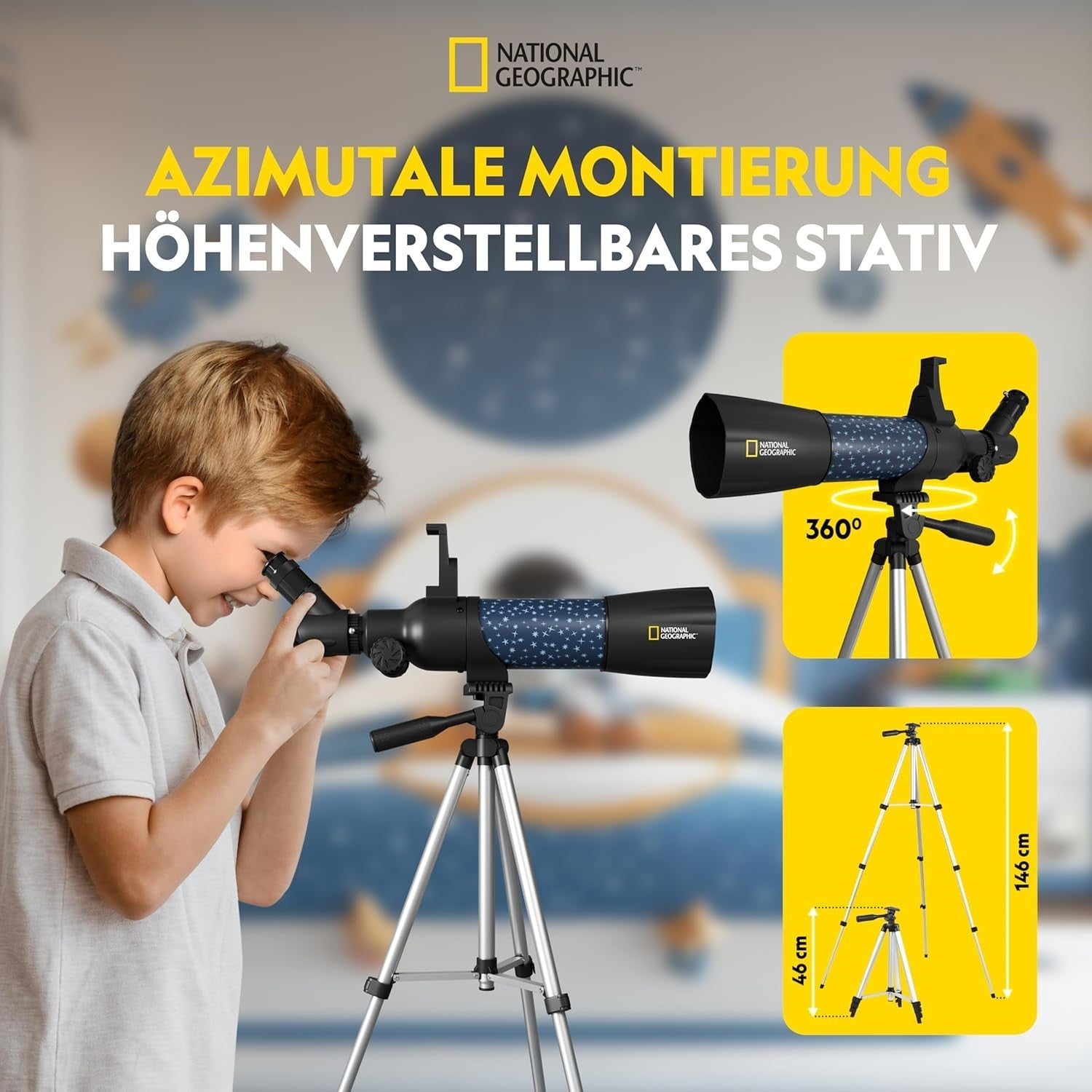 Children's Smart AR Telescope 70mm 20X-300X Astronomy Kit Blue Tripod