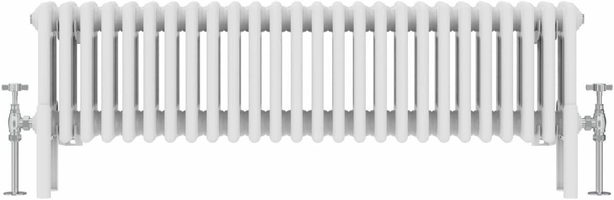 Quadruple Column Horizontal Radiator 300x1190mm White Cast Iron Style