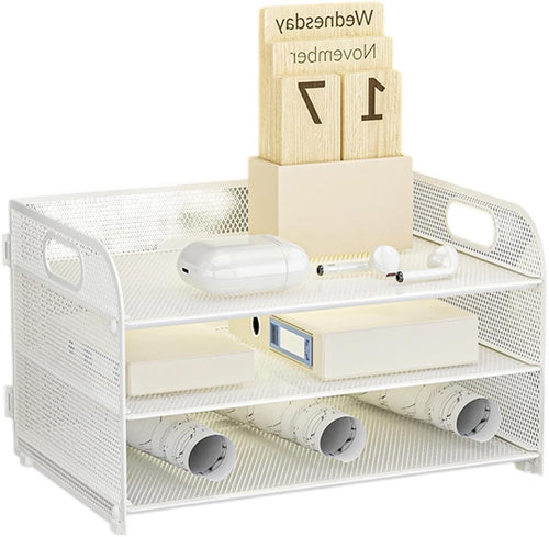 3-Tier Desk Organizer Letter Tray Paper File Storage Rack White