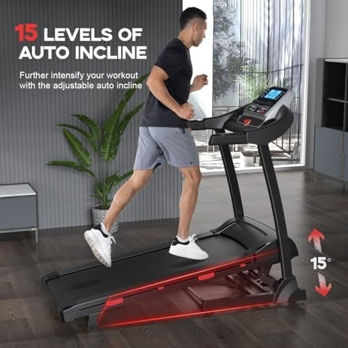 Folding Treadmill 1-16KM/H with 0-15% Incline & 18 Fitness Programs
