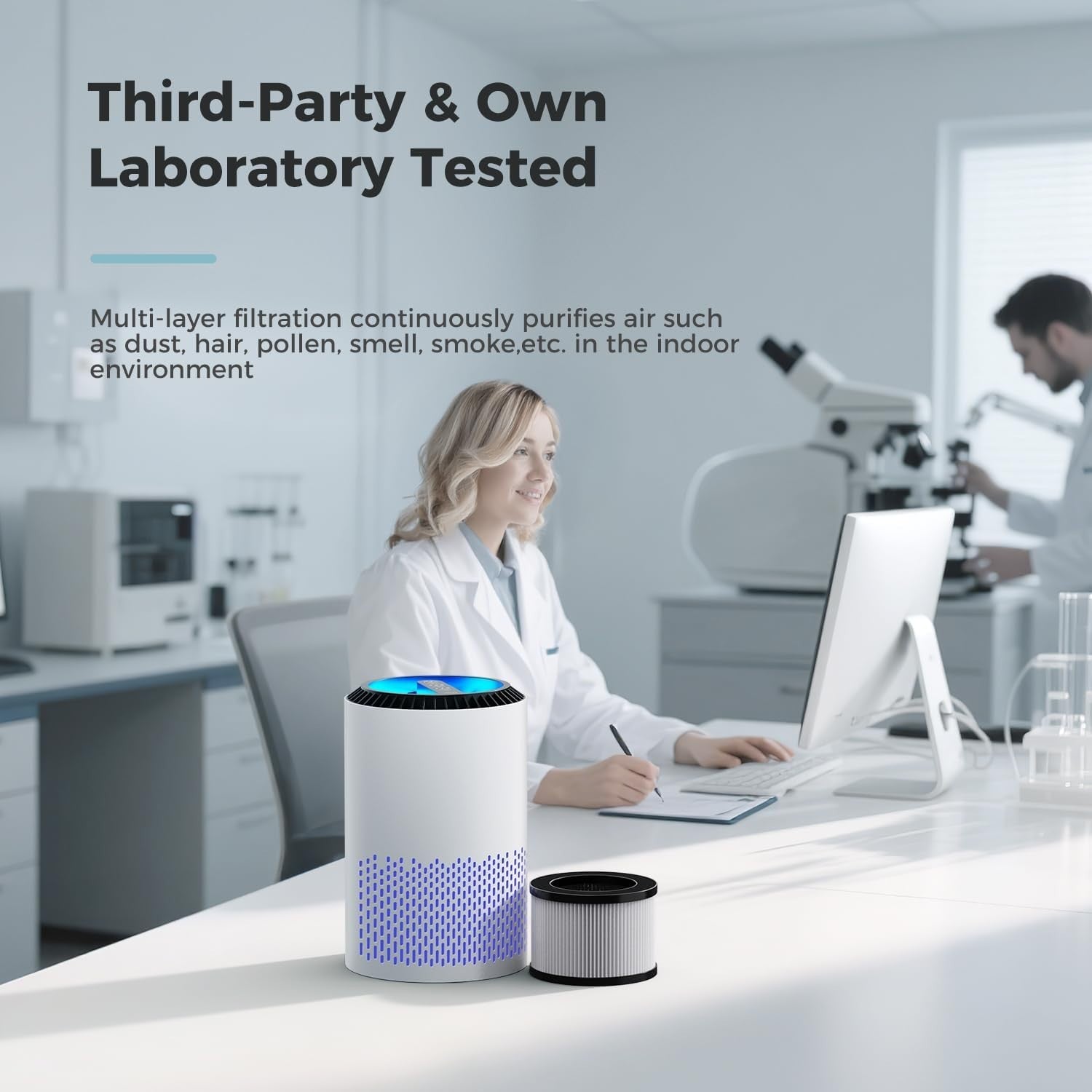 Ultra Quiet HEPA Air Purifier 22dB Sleep Mode 7W Bedroom Office