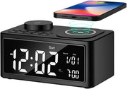 Wireless Charging Alarm Clock Bluetooth Speaker FM Radio Night Light