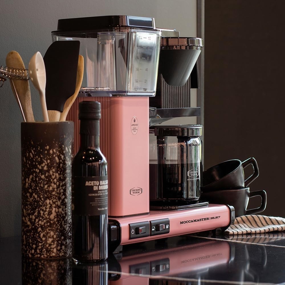 Premium Drip Coffee Maker 1.25L | Fast Brew, Quiet Operation, Pink Finish