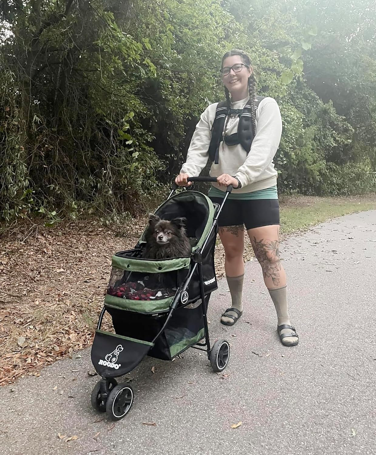 3 Wheel Pet Stroller Jogger Folding Lightweight Dogs Cats Green