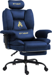 Ergonomic Gaming Chair with Footrest Pocket Spring Dark Blue