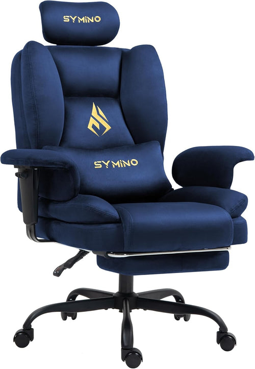 Ergonomic Gaming Chair with Footrest Pocket Spring Dark Blue