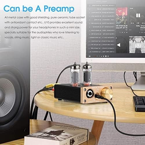 U10 Mini Tube Headphone Amplifier HIFI Stereo Preamp RCA AUX Jack