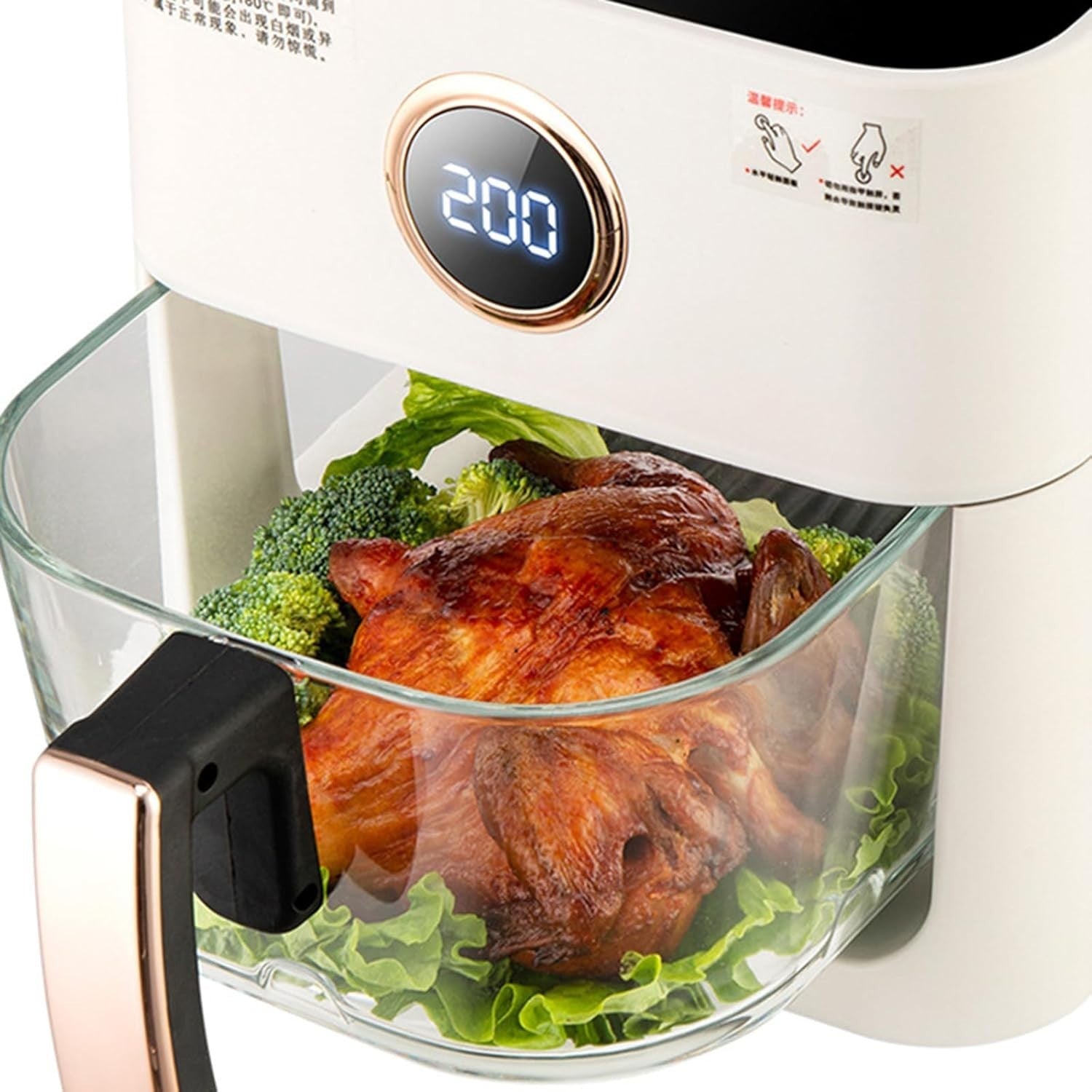 5L Air Fryer With Viewing Window 1200W Oil Free One Touch White