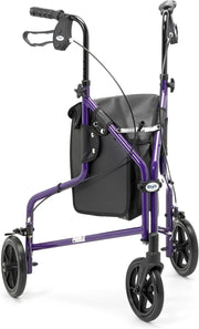 Lightweight Tri Wheel Rollator Walker Adjustable Height Brakes Carry Bag