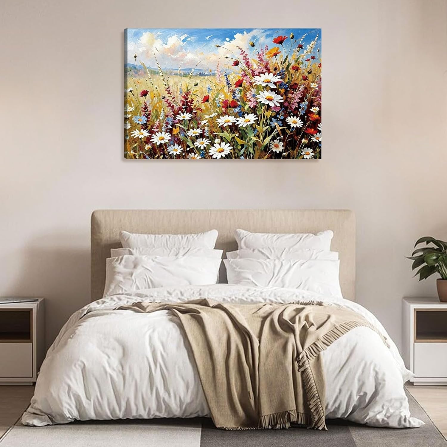 Floral Abstract Wall Art 59x39cm Framed Colourful Canvas