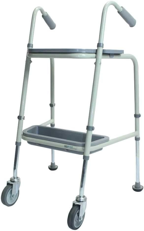 Height Adjustable Walking Trolley with Wheels Trays Indoor Support
